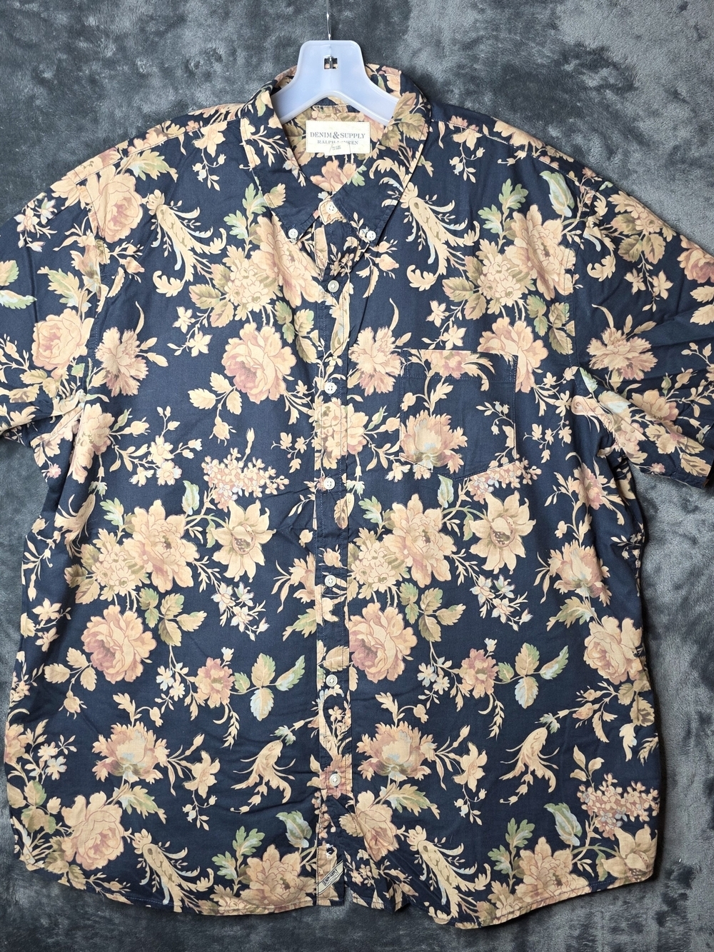 Denim & Supply Ralph Lauren Navy Shirt with Peach Floral